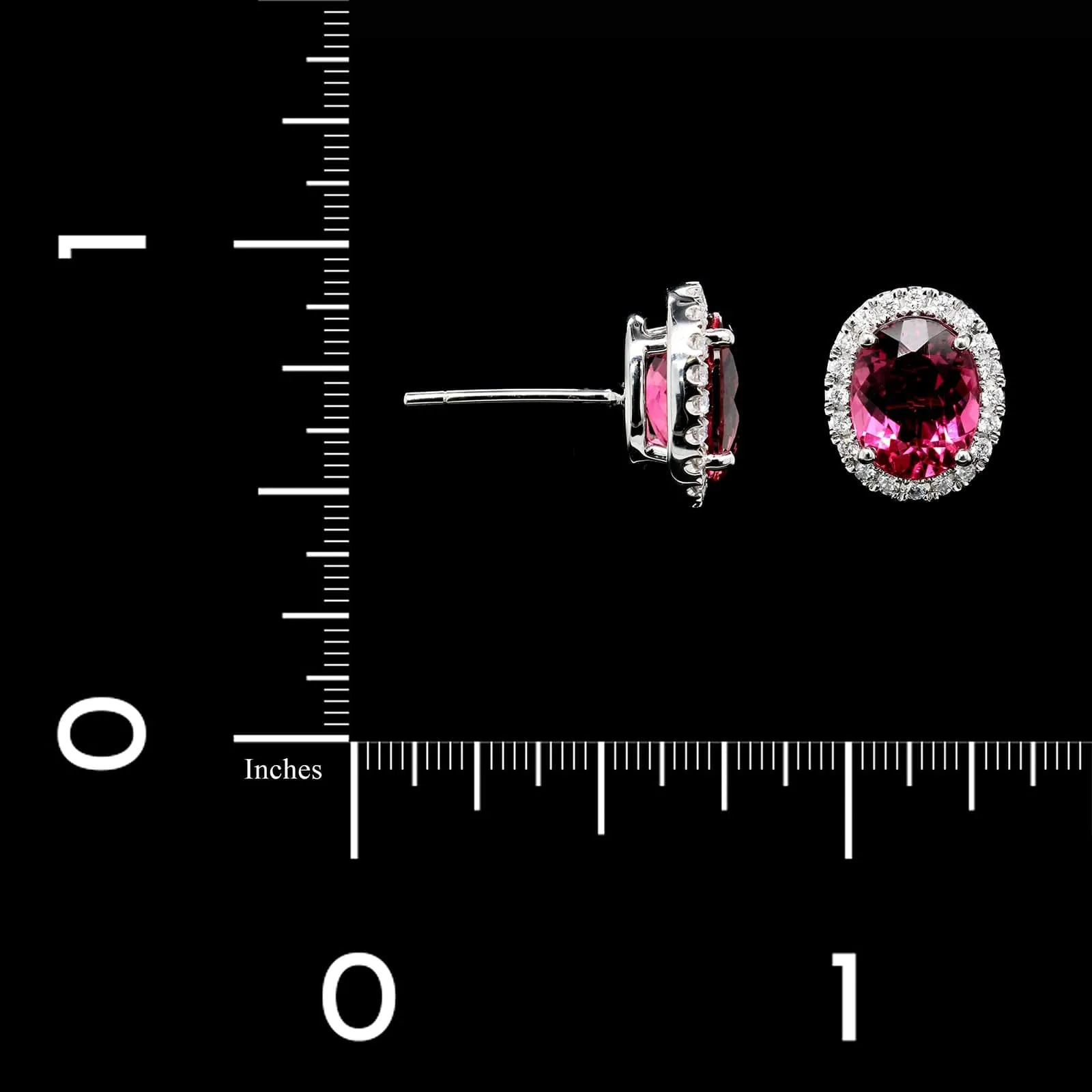 14K White Gold Estate Pink Tourmaline and Diamond Earrings