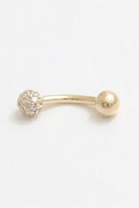 18K 14K Solid Gold 3.5mm Cz or Diamond Snug Rook Eyebrow Navel Daith Banana Curved Earring Barbell Piercing