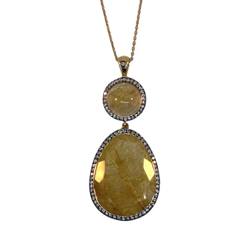 18KT Y/G Rutilated Quartz Necklace