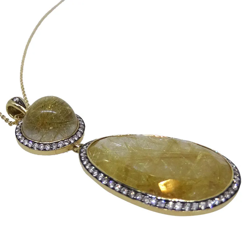 18KT Y/G Rutilated Quartz Necklace