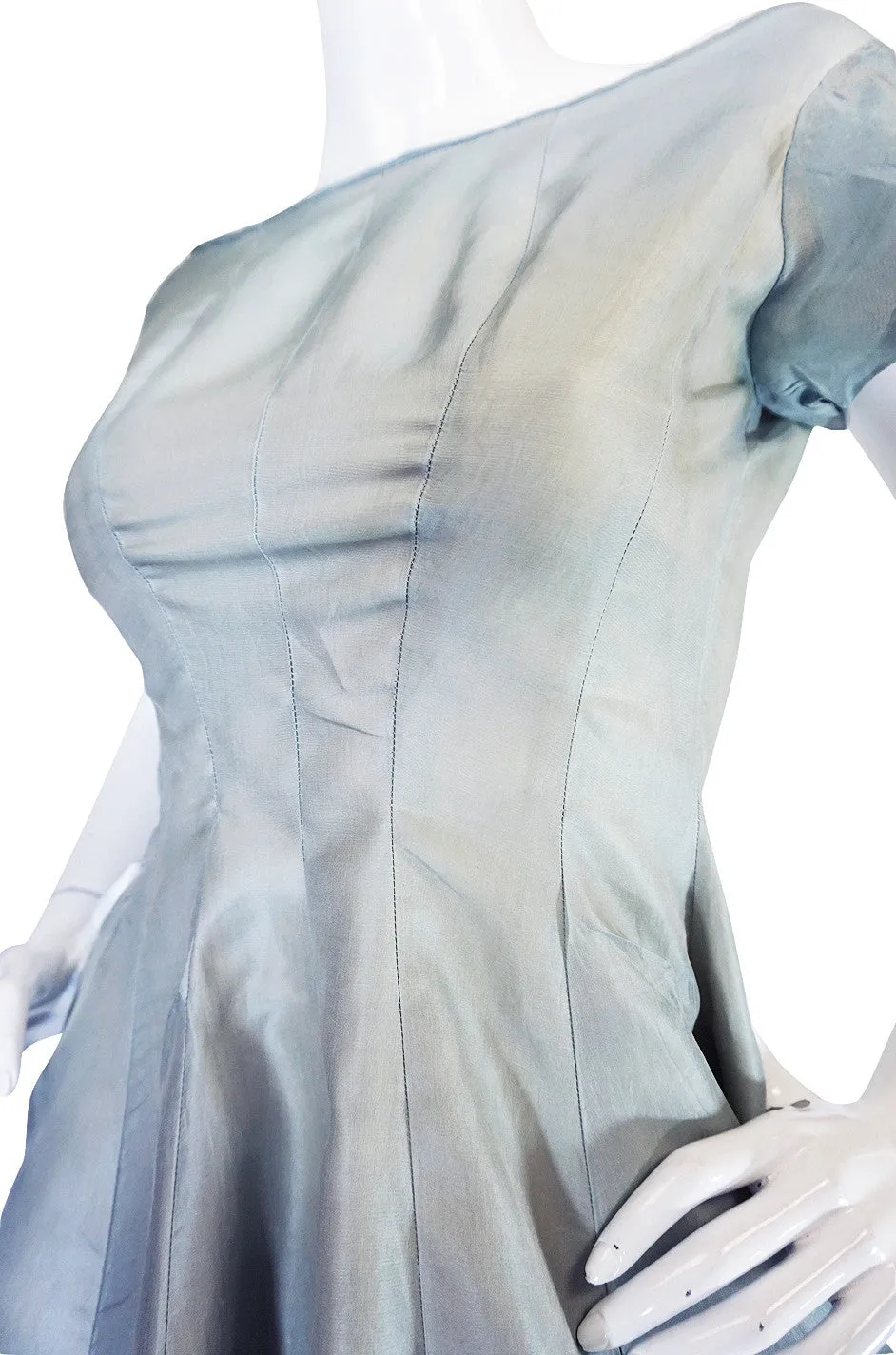 1950s Ice Blue Silk Organza Suzy Perette Dress