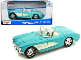 1957 Chevrolet Corvette Convertible Turquoise 1/24 Diecast Model Car by Maisto