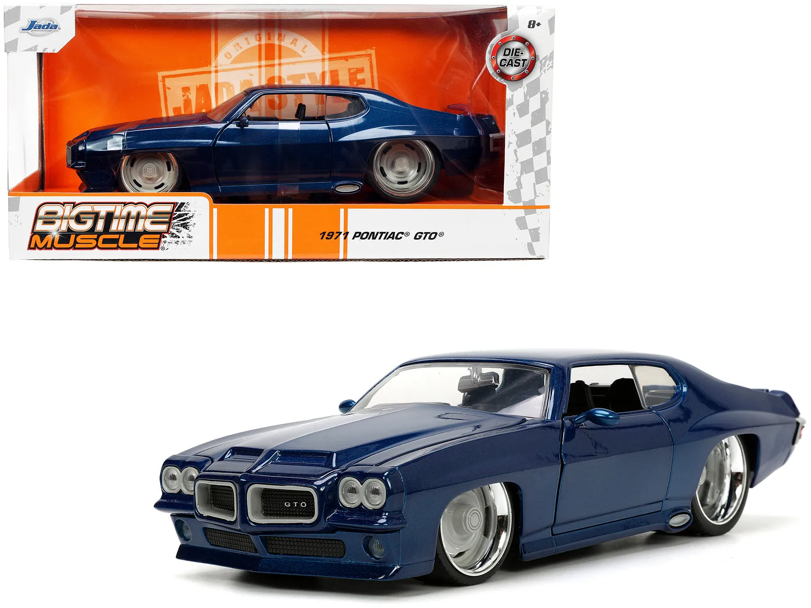 1971 Pontiac GTO Dark Blue Metallic Bigtime Muscle Series 1/24 Diecast Model Car by Jada