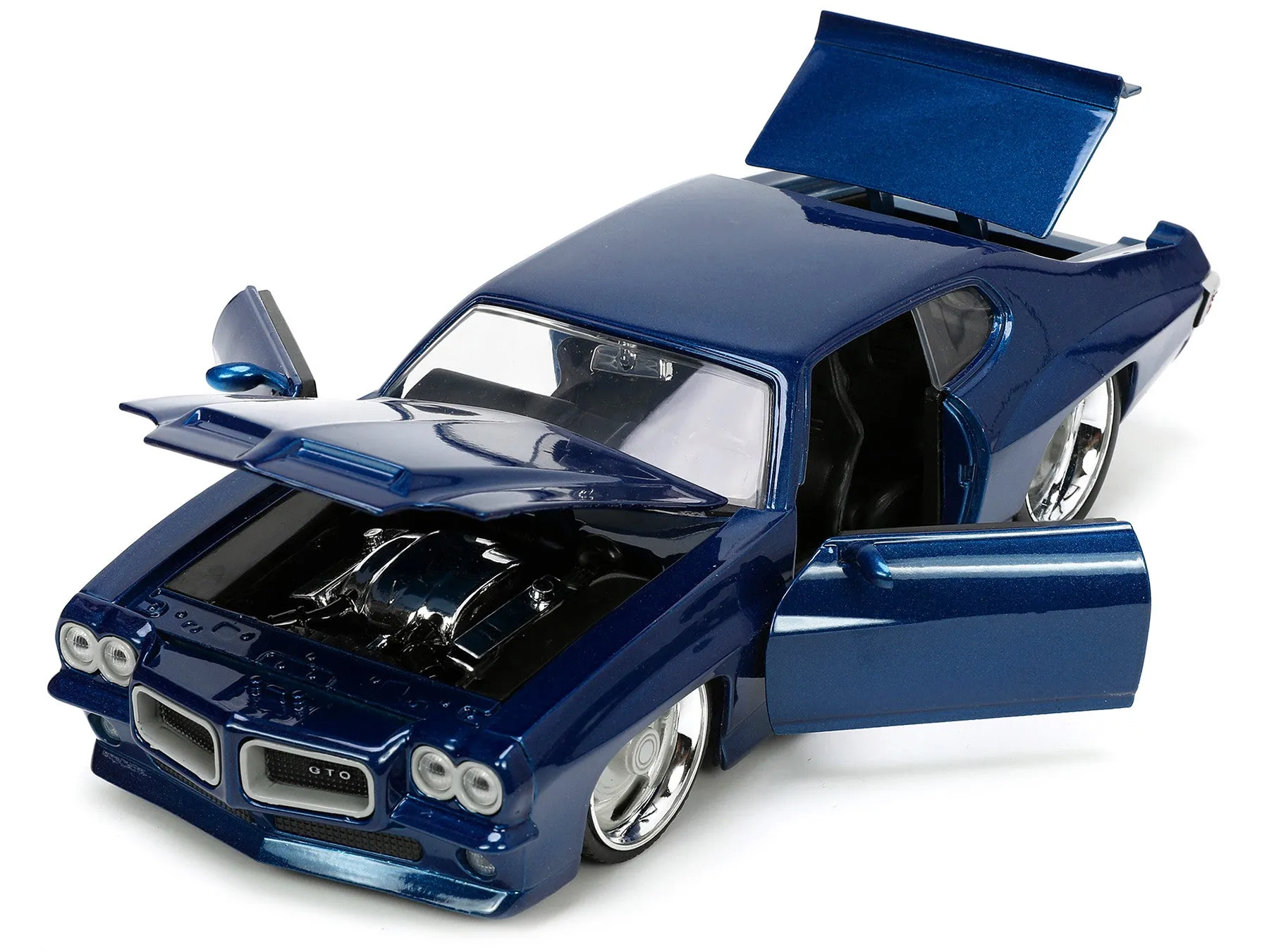 1971 Pontiac GTO Dark Blue Metallic Bigtime Muscle Series 1/24 Diecast Model Car by Jada