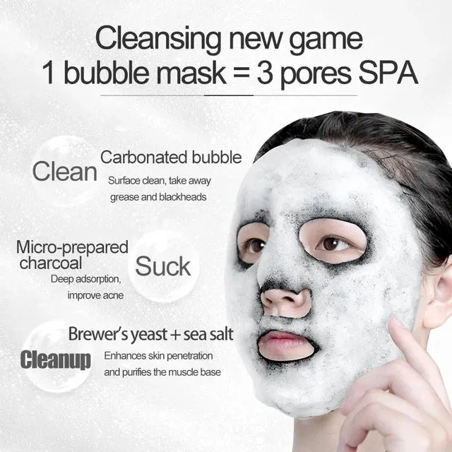 1Pc Amino Acid Moisturizing Bubble Facial Mask Deep Cleansing Oil Control Skin Rejuvenation Shrink Pore Foam Black Mask