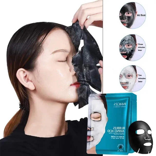 1Pc Amino Acid Moisturizing Bubble Facial Mask Deep Cleansing Oil Control Skin Rejuvenation Shrink Pore Foam Black Mask