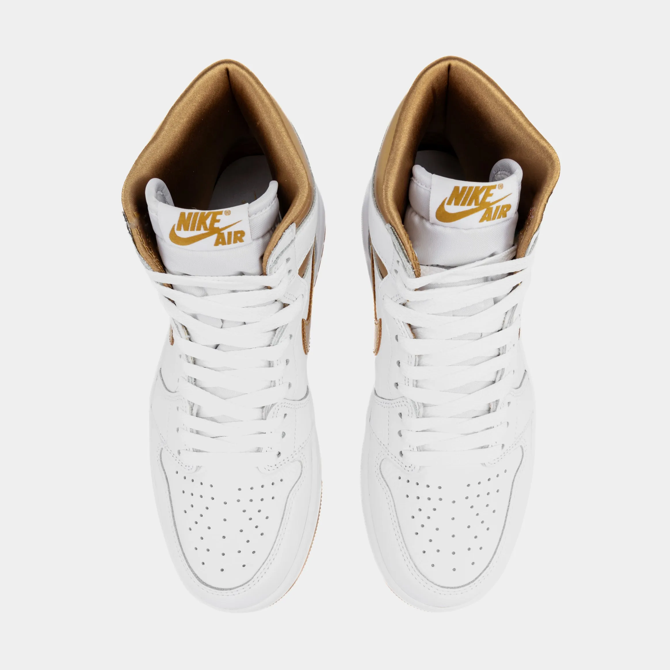 Air Jordan 1 Retro High OG White and Gold Womens Lifestyle Shoes (White/Metallic Gold/Light Brown)