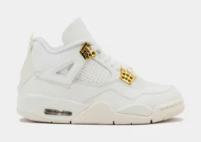 Air Jordan 4 Retro White and Gold Womens Lifestyle Shoes (Sail/Metallic Gold/Black) Limit One Per Customer