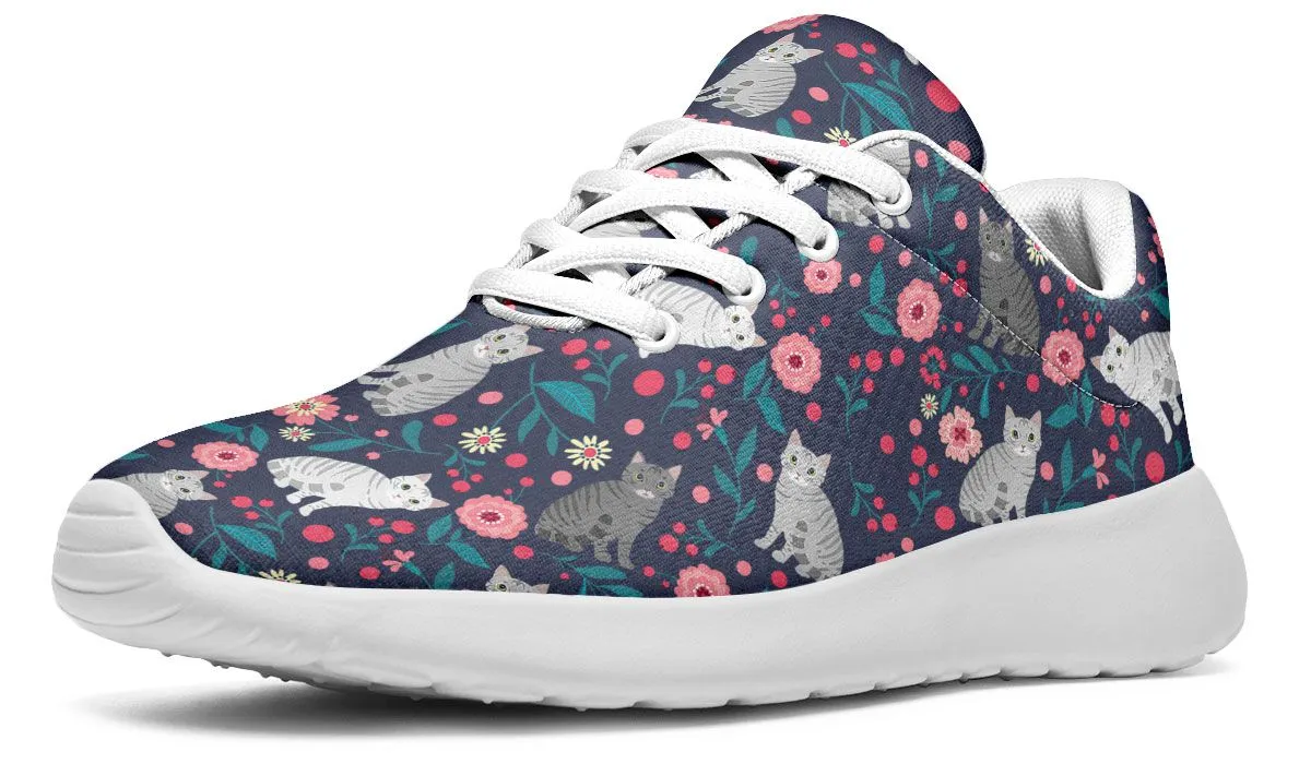 American Short Hair Cat Flower Sneakers