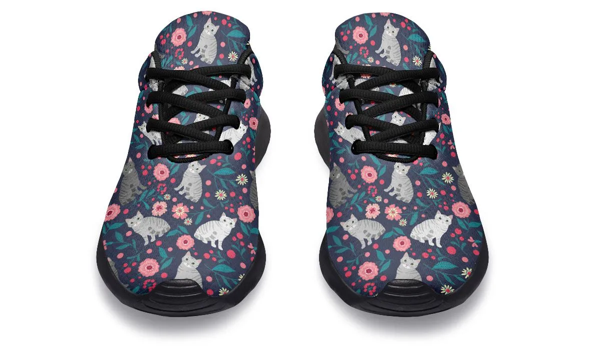 American Short Hair Cat Flower Sneakers