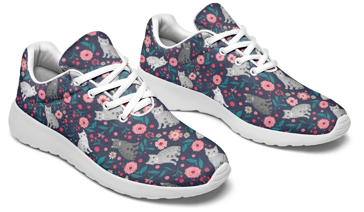 American Short Hair Cat Flower Sneakers