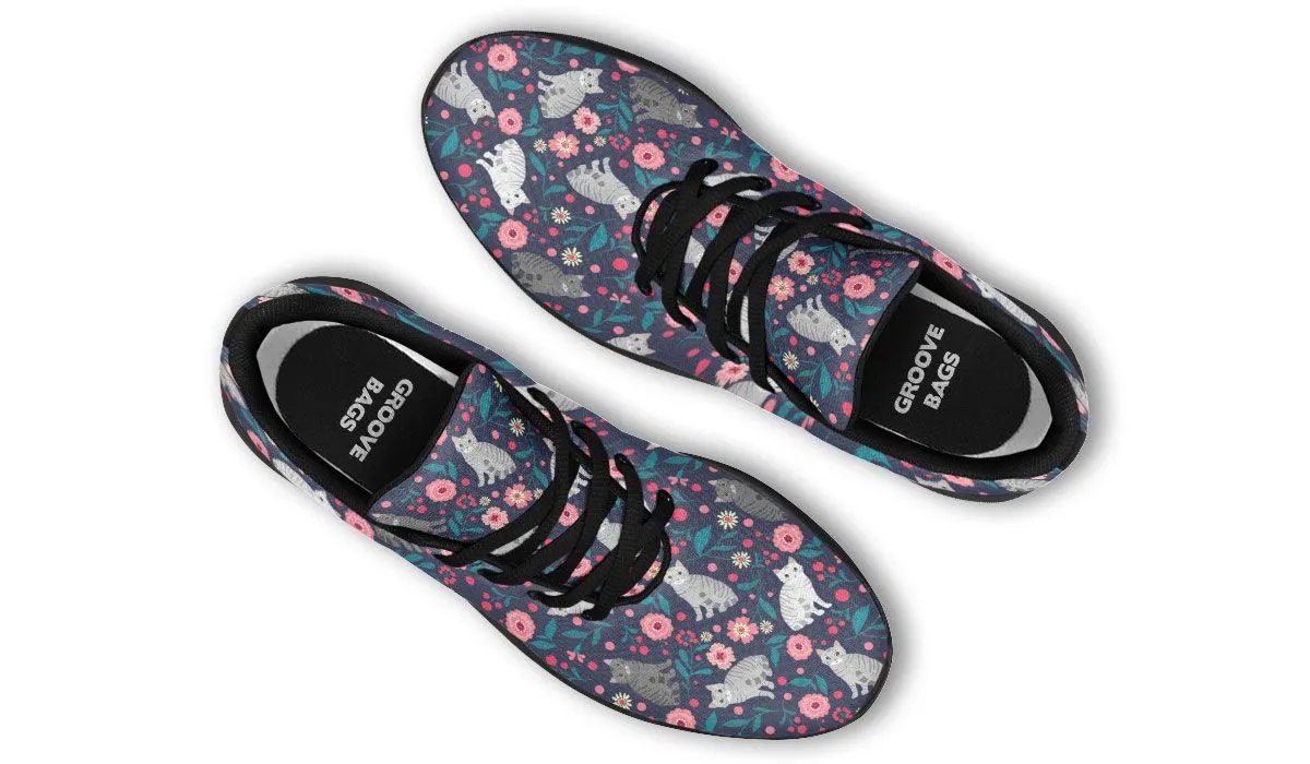 American Short Hair Cat Flower Sneakers