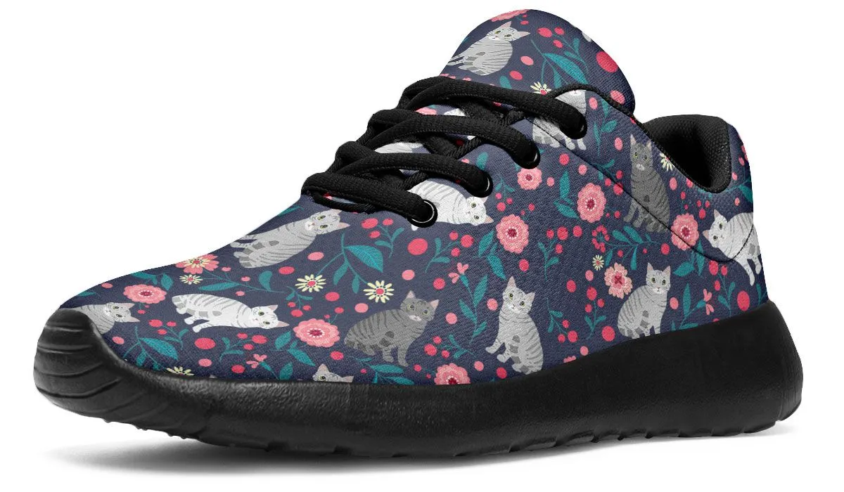 American Short Hair Cat Flower Sneakers