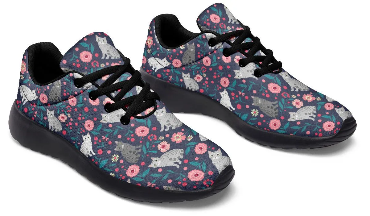 American Short Hair Cat Flower Sneakers