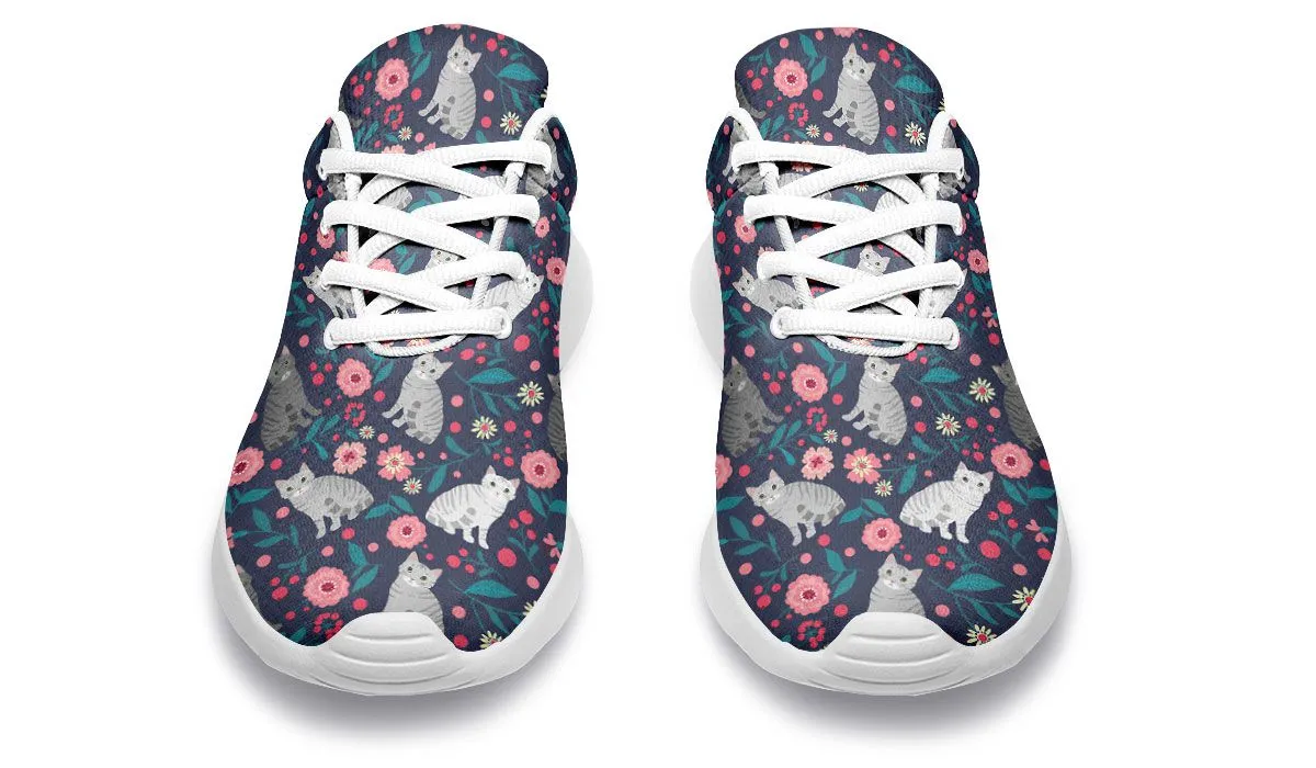 American Short Hair Cat Flower Sneakers