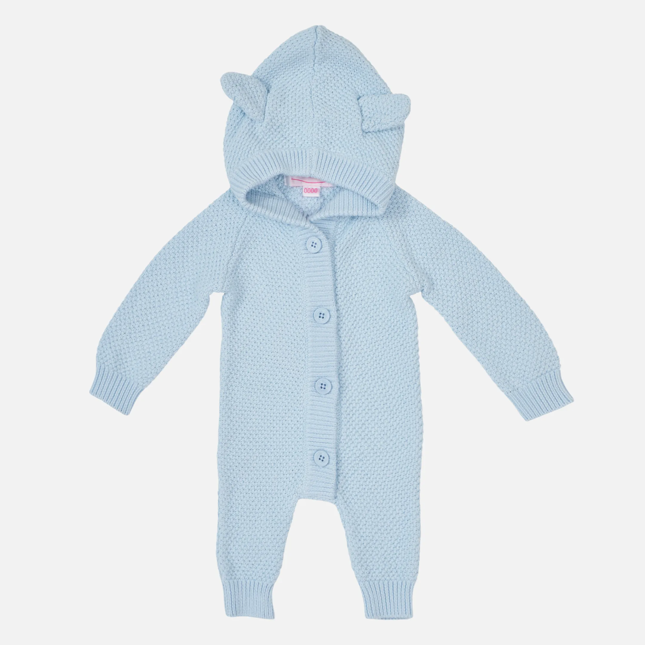 Bear Knitted Romper - Sky Blue