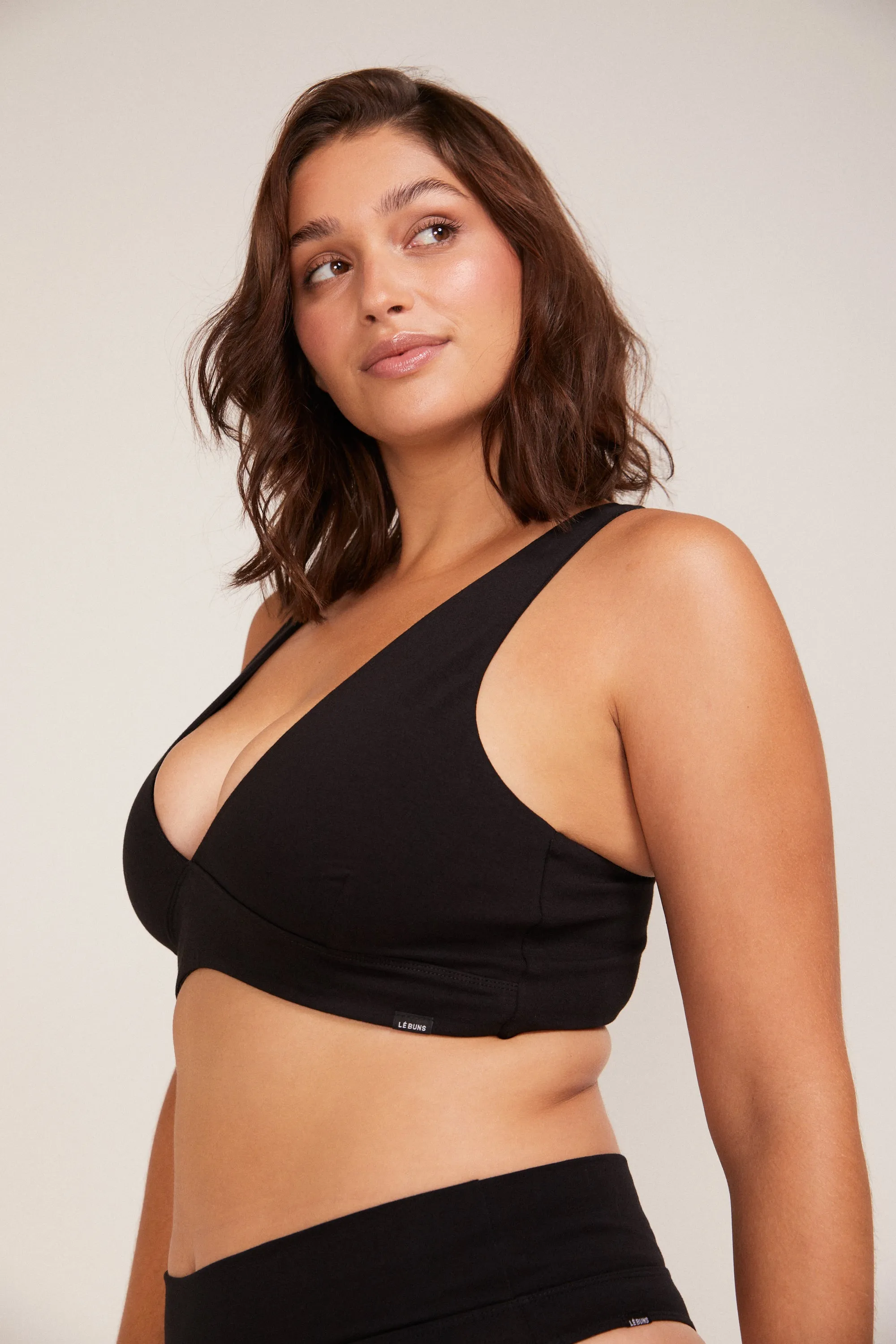 BERTA D   FRIENDLY ORGANIC COTTON BRALETTE - NOIR