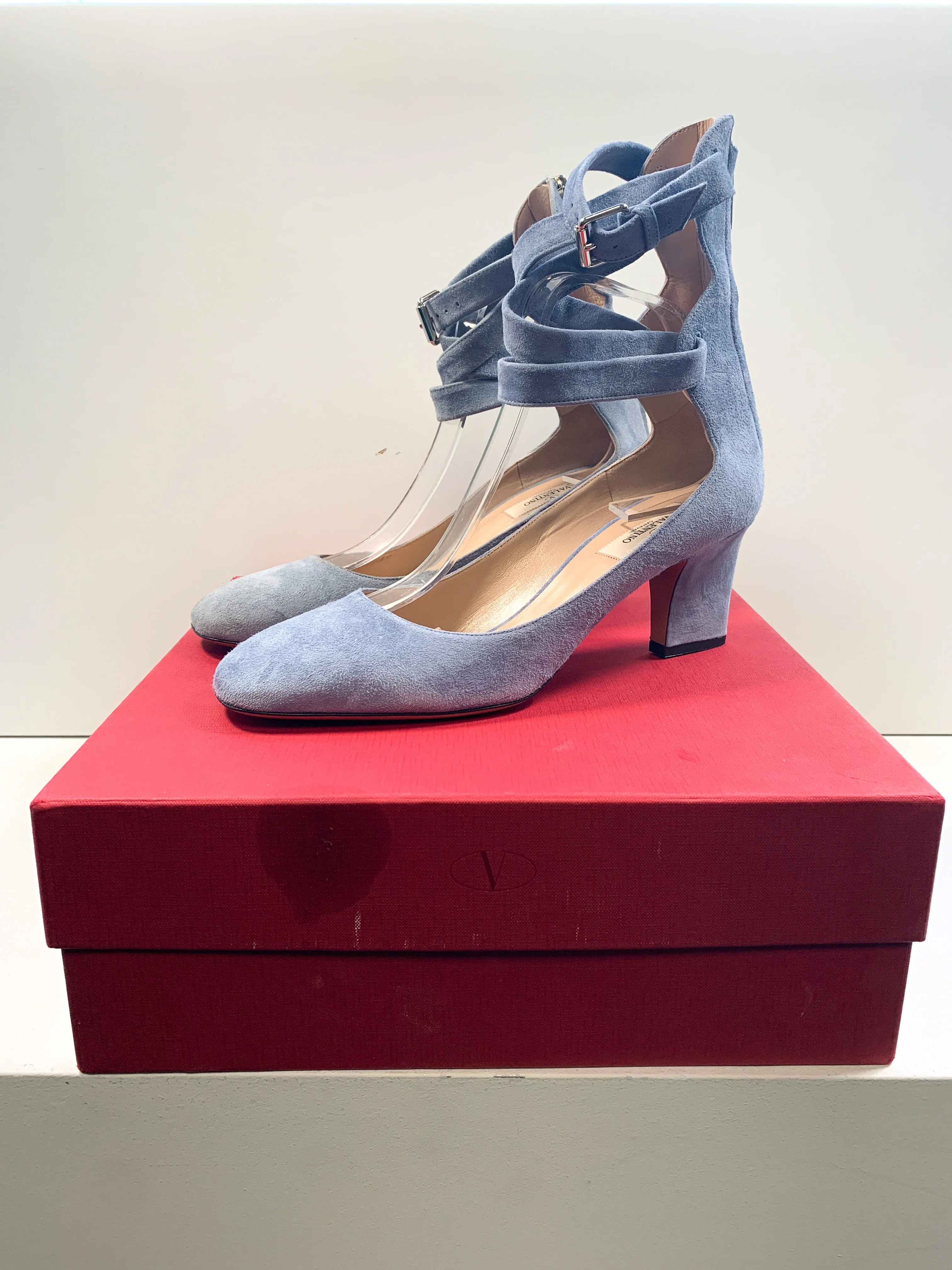 Brand New Valentino Suede Pumps Mid Blue 40.5