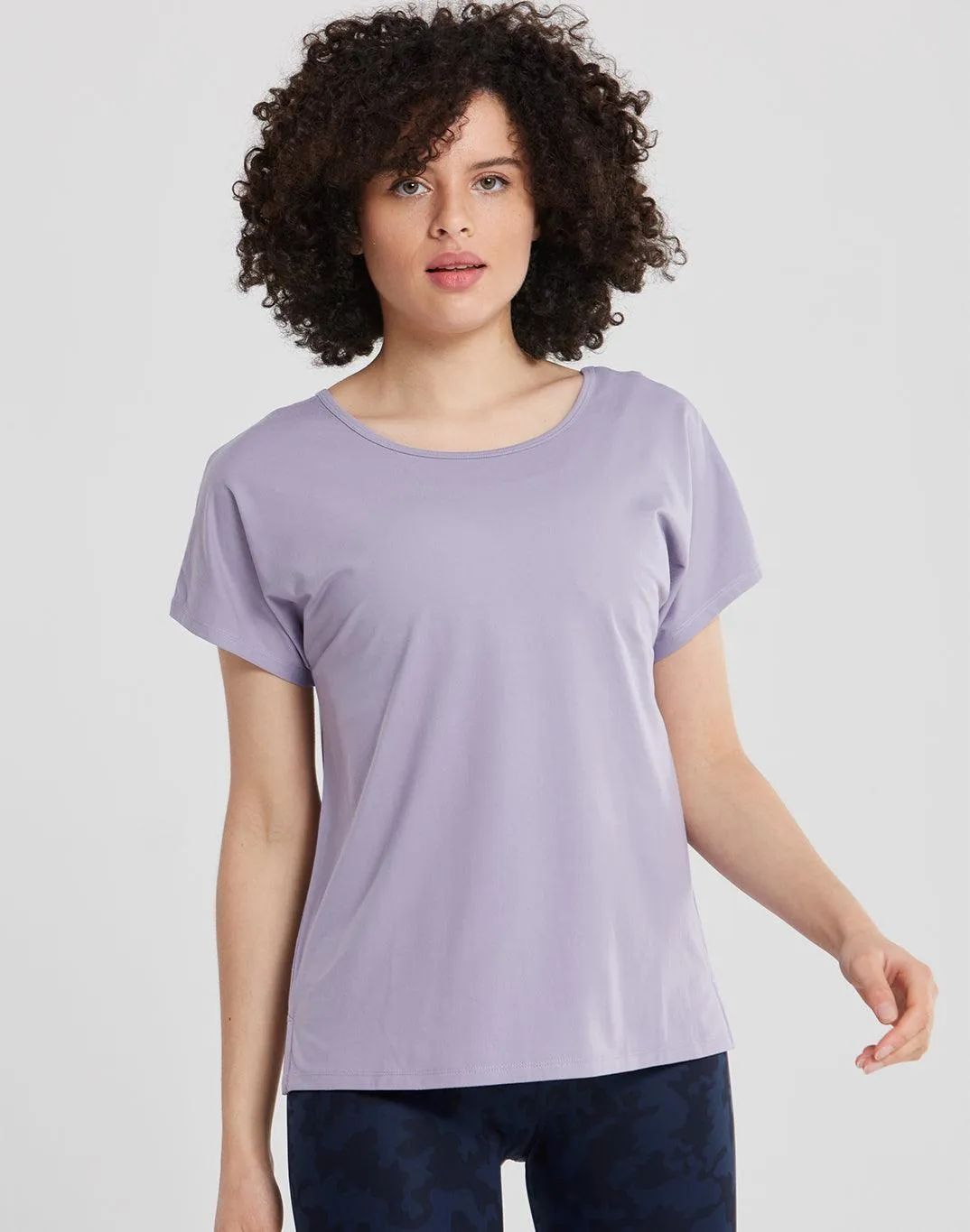 Breathe Open Back Tee in Lilac