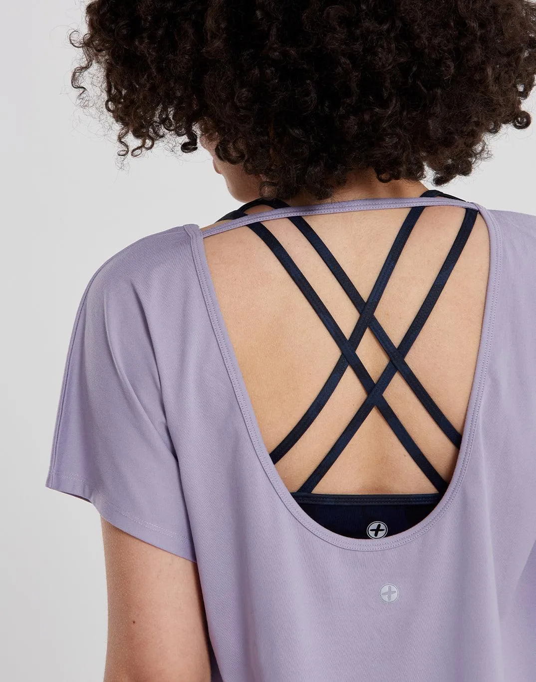 Breathe Open Back Tee in Lilac