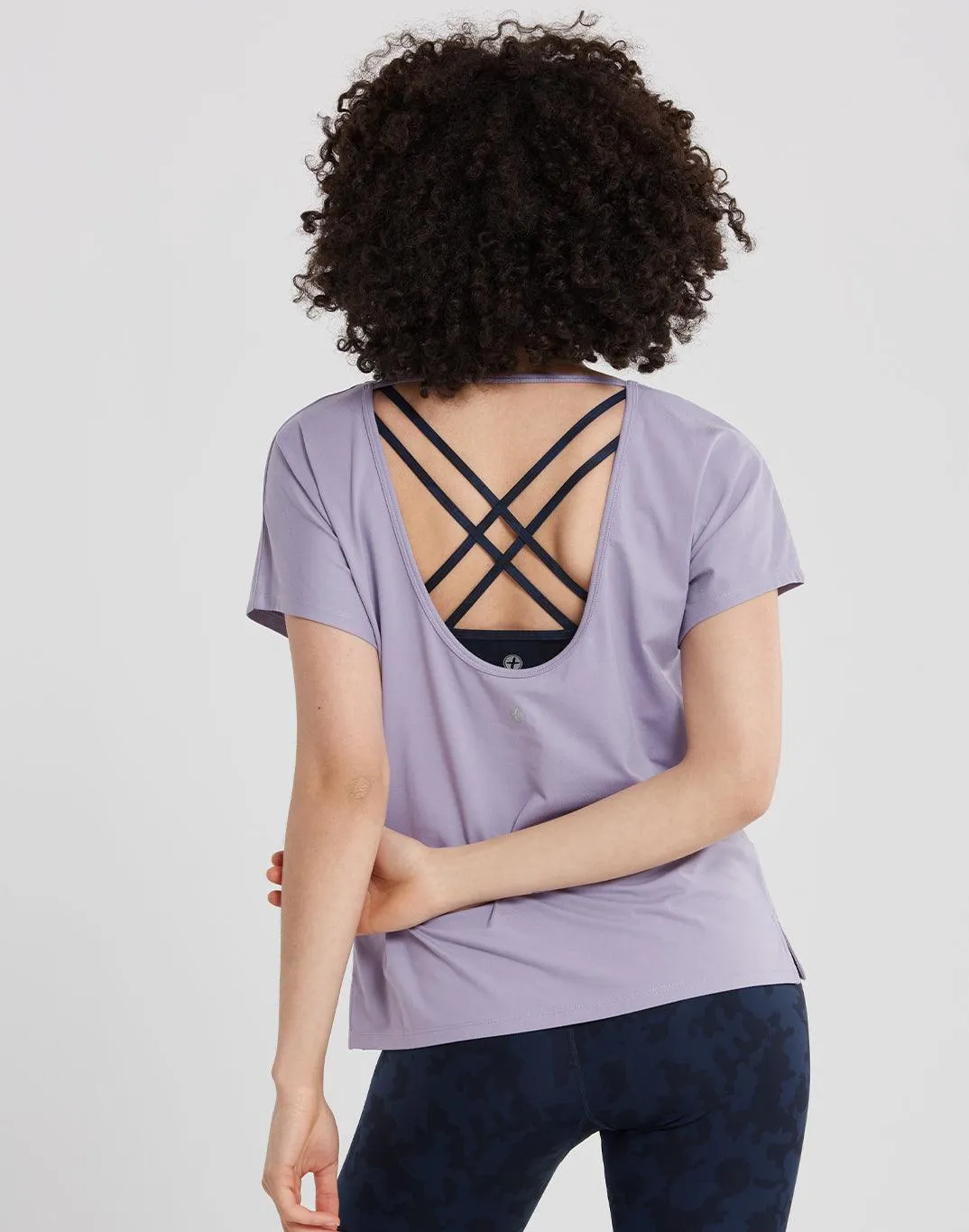 Breathe Open Back Tee in Lilac