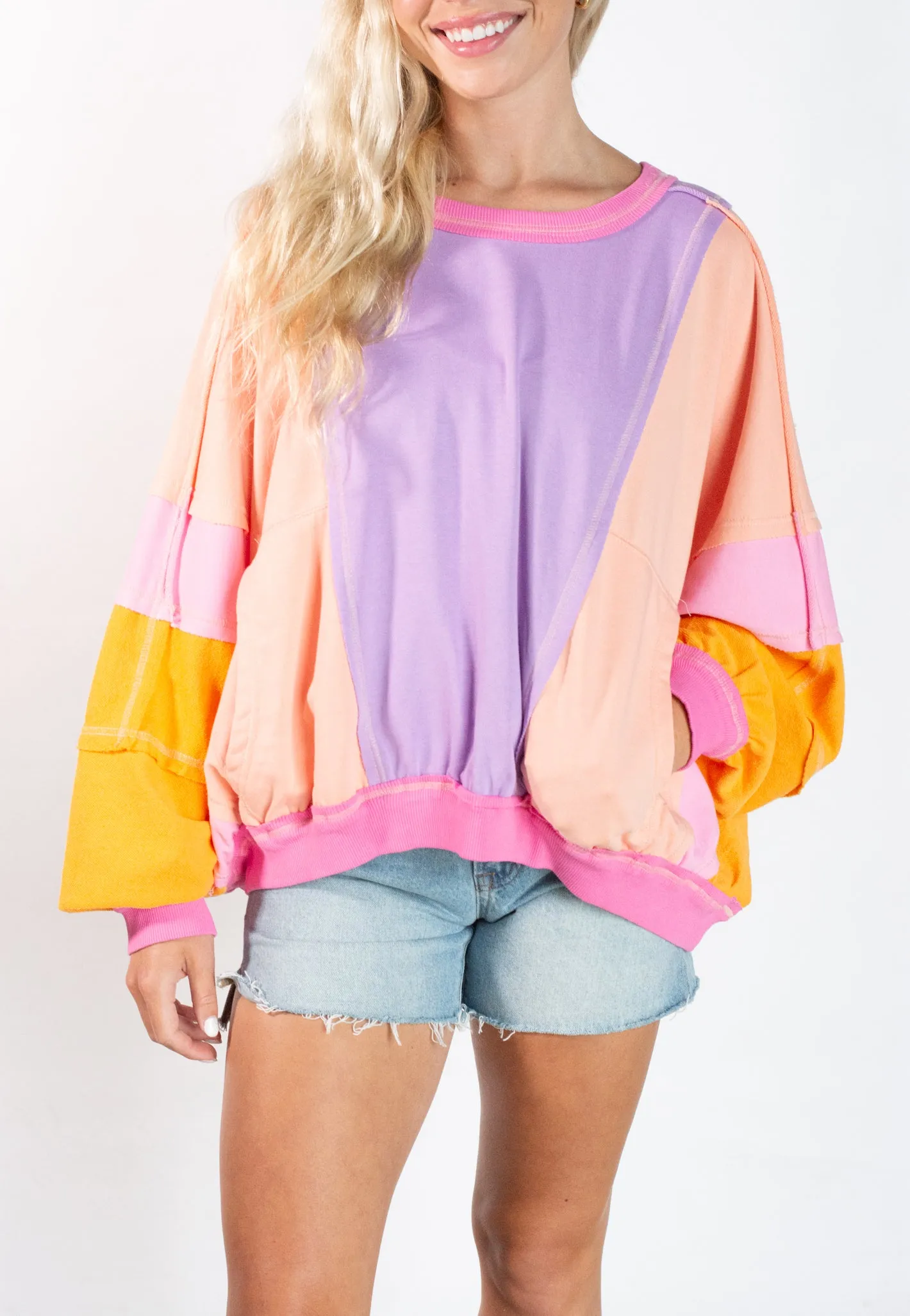 Bright Horizon Color Block Pullover Top