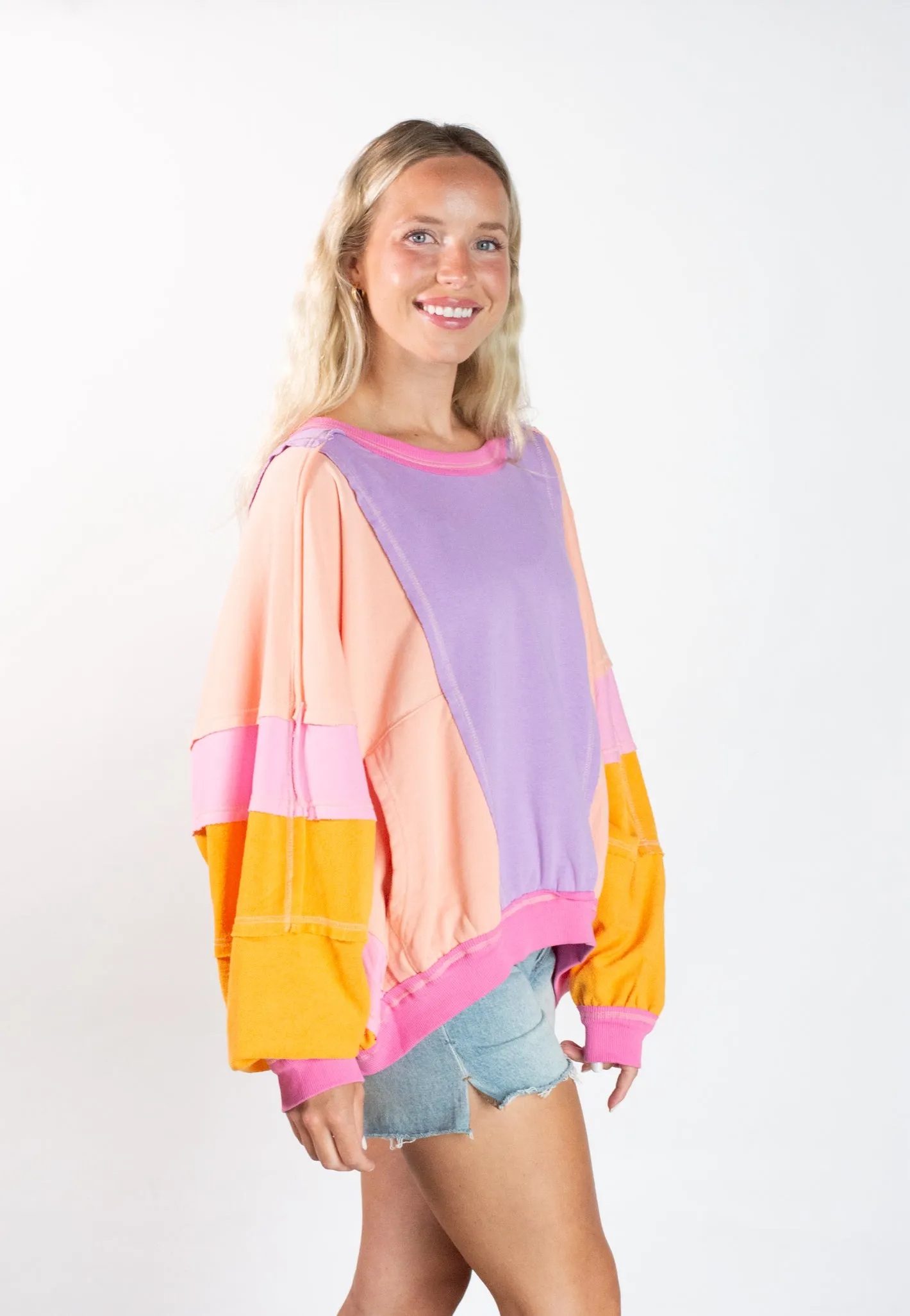 Bright Horizon Color Block Pullover Top