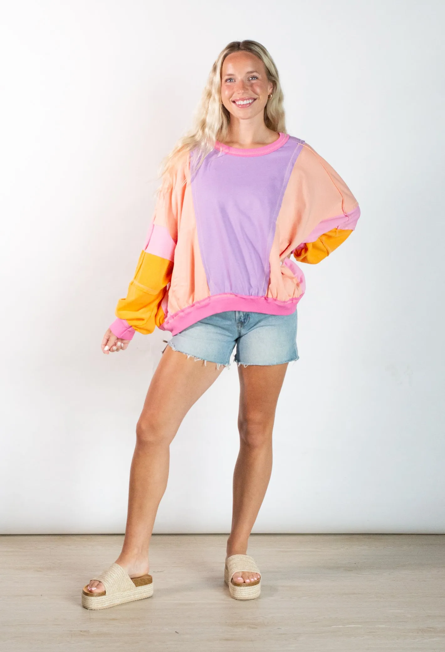 Bright Horizon Color Block Pullover Top