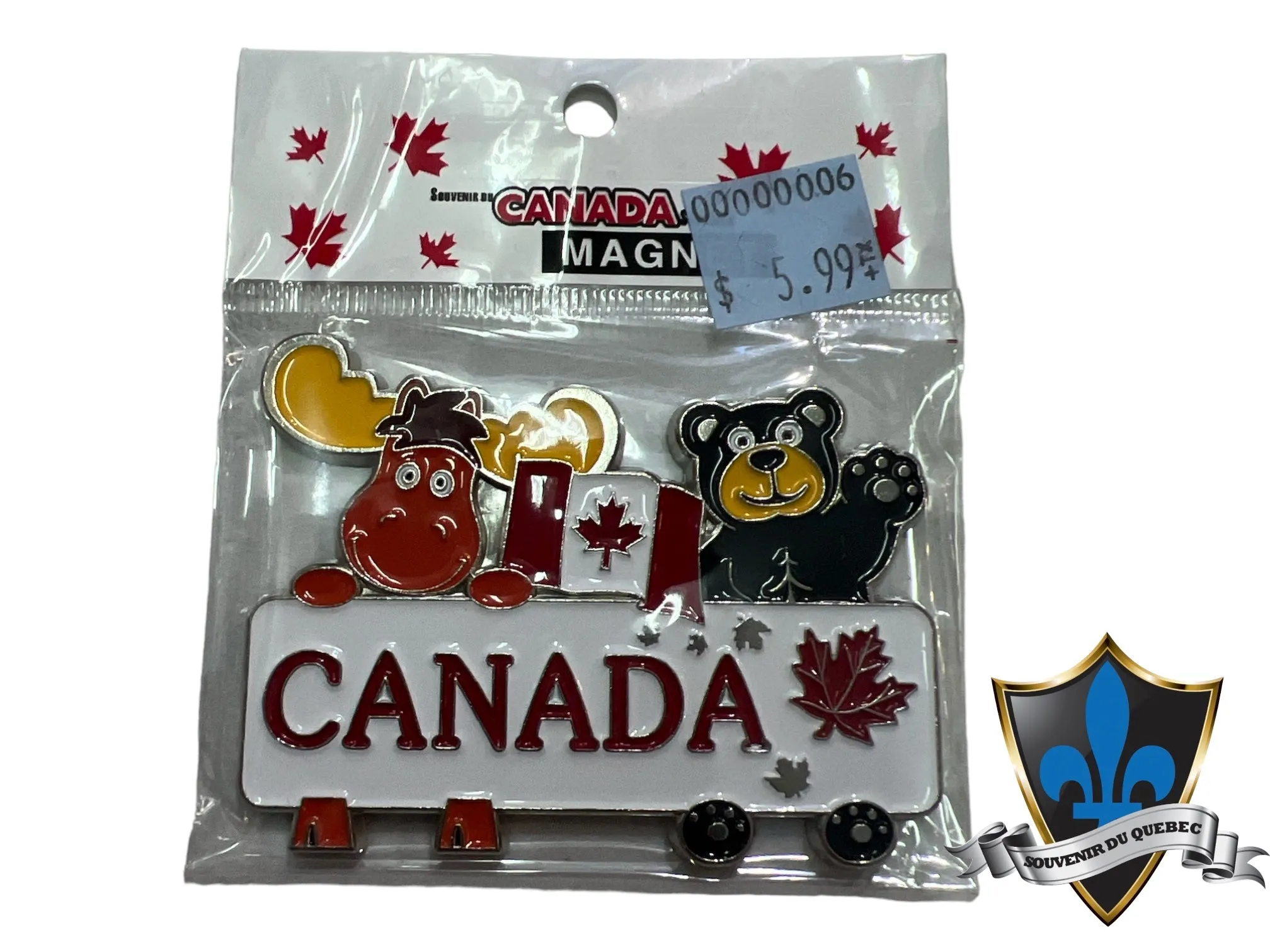 Canada Moose with bear metal Magnet.