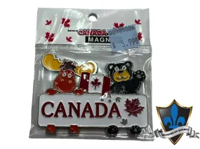 Canada Moose with bear metal Magnet.