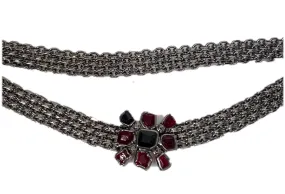 Chanel 04A, 2004 Fall Belt Red black Bordeaux gripoix ruthenium Metal chain belt