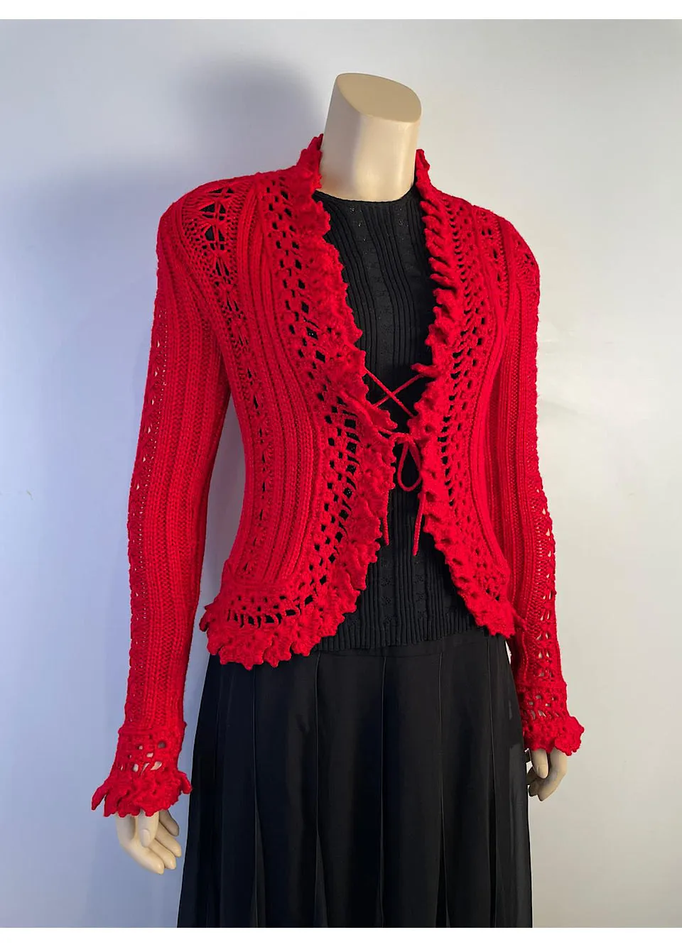 Chanel 04P 2004 Spring Red Cardigan FR 38 US 4/6/8