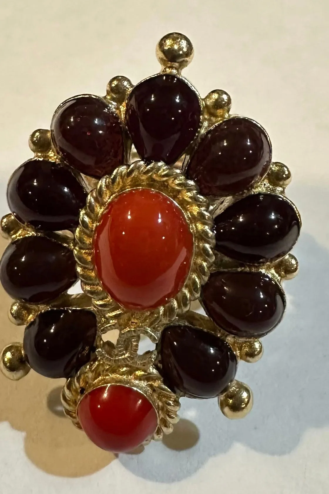 Chanel 14A 2014 Paris Dallas Cocktail Ring with Red Stones Size 6 1/4