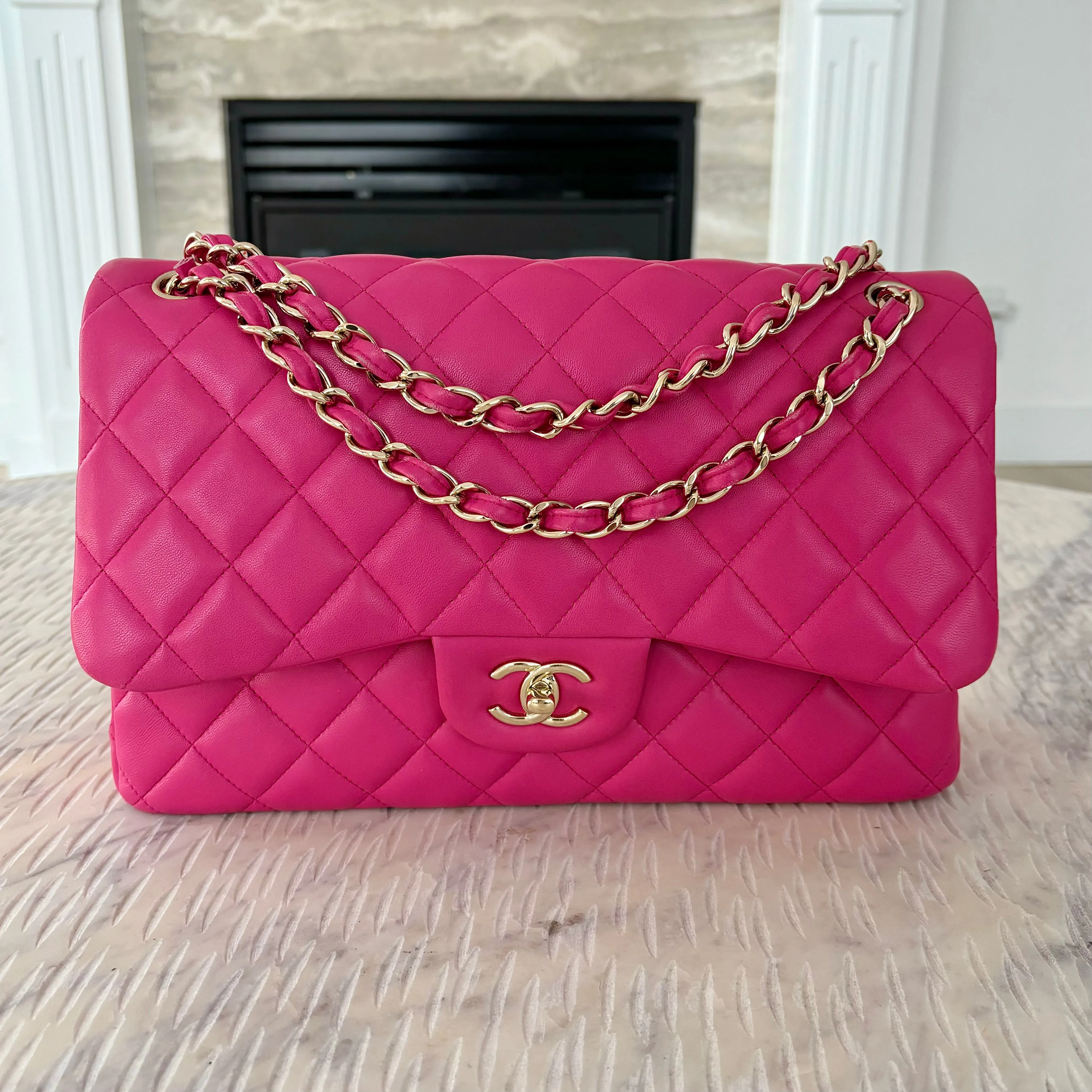 Chanel Classic Flap Jumbo Fuchsia Lambskin LGHW