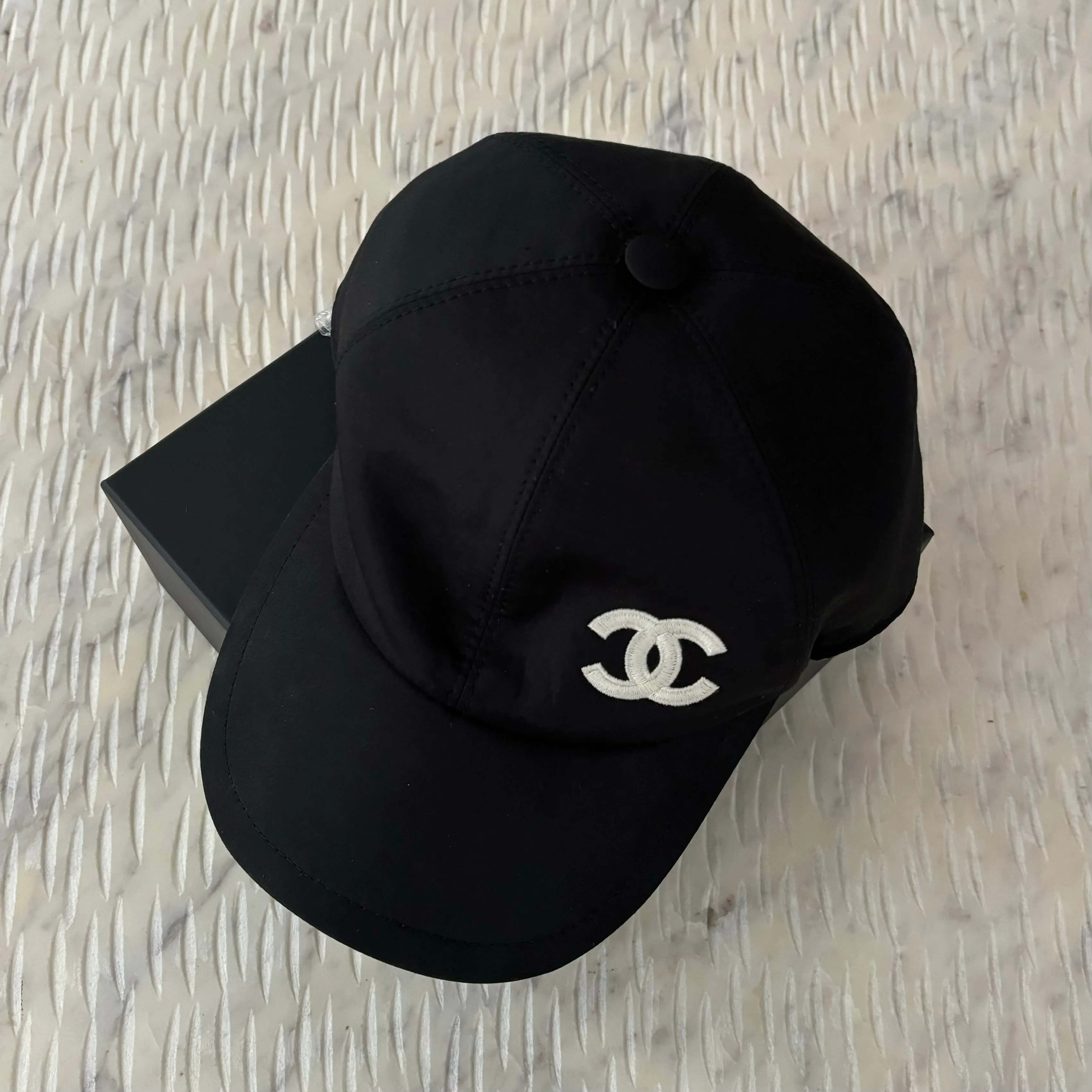 CHANEL Cotton CC Cap Hat Black