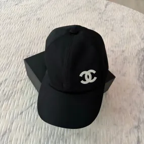 CHANEL Cotton CC Cap Hat Black