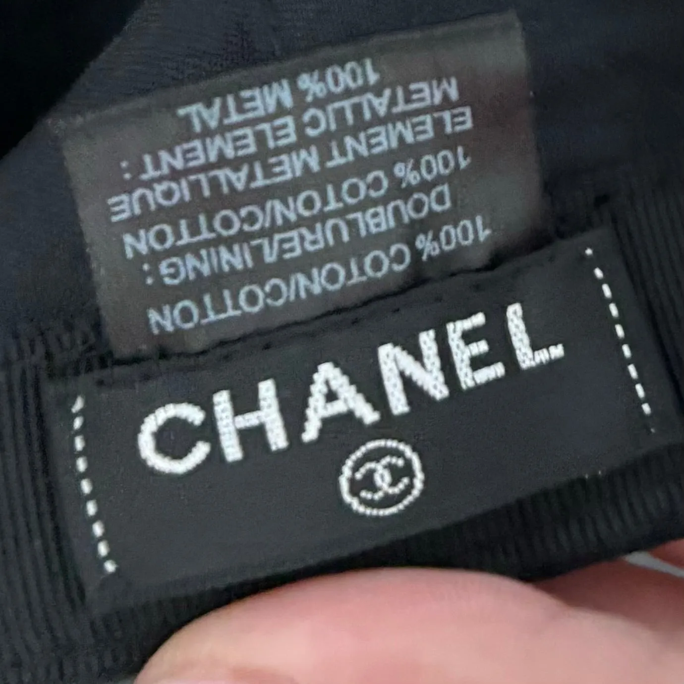 CHANEL Cotton CC Cap Hat Black