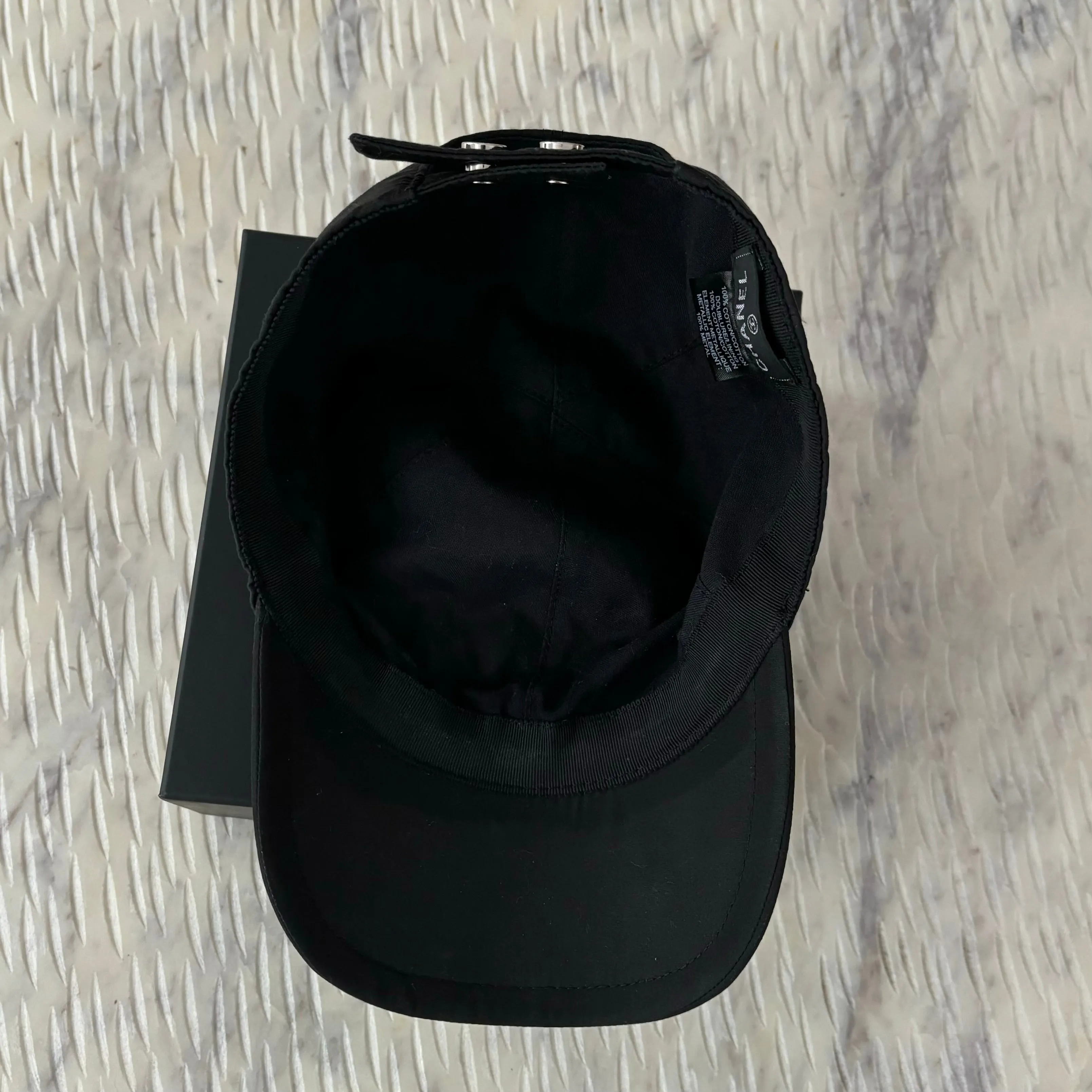 CHANEL Cotton CC Cap Hat Black