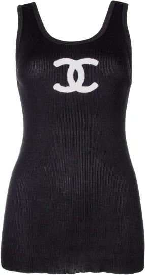 Chanel Logo Ribbed Tank Top