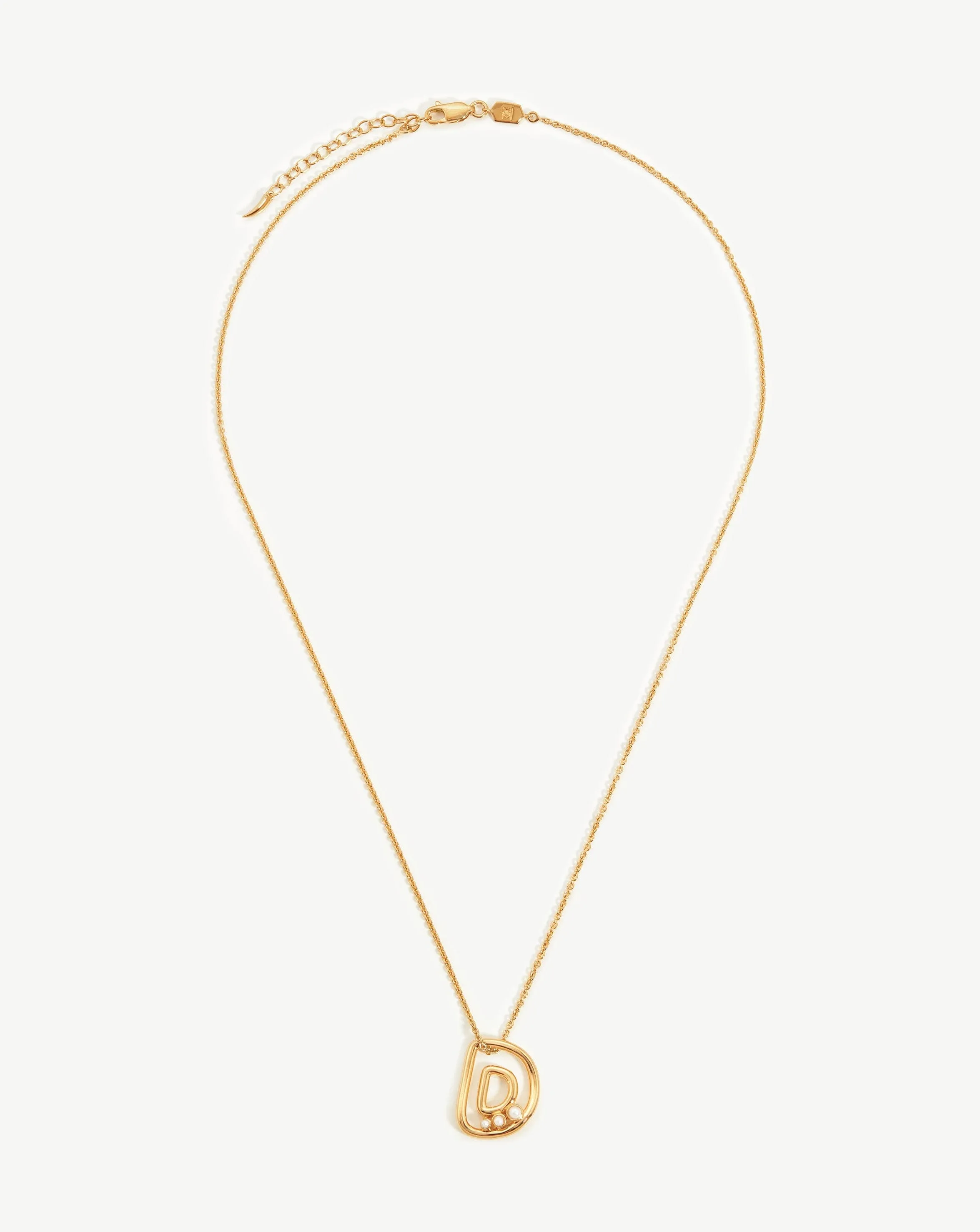 Chubby Pearl Initial Pendant Necklace  - Initial D | 18ct Gold Plated Vermeil/Pearl