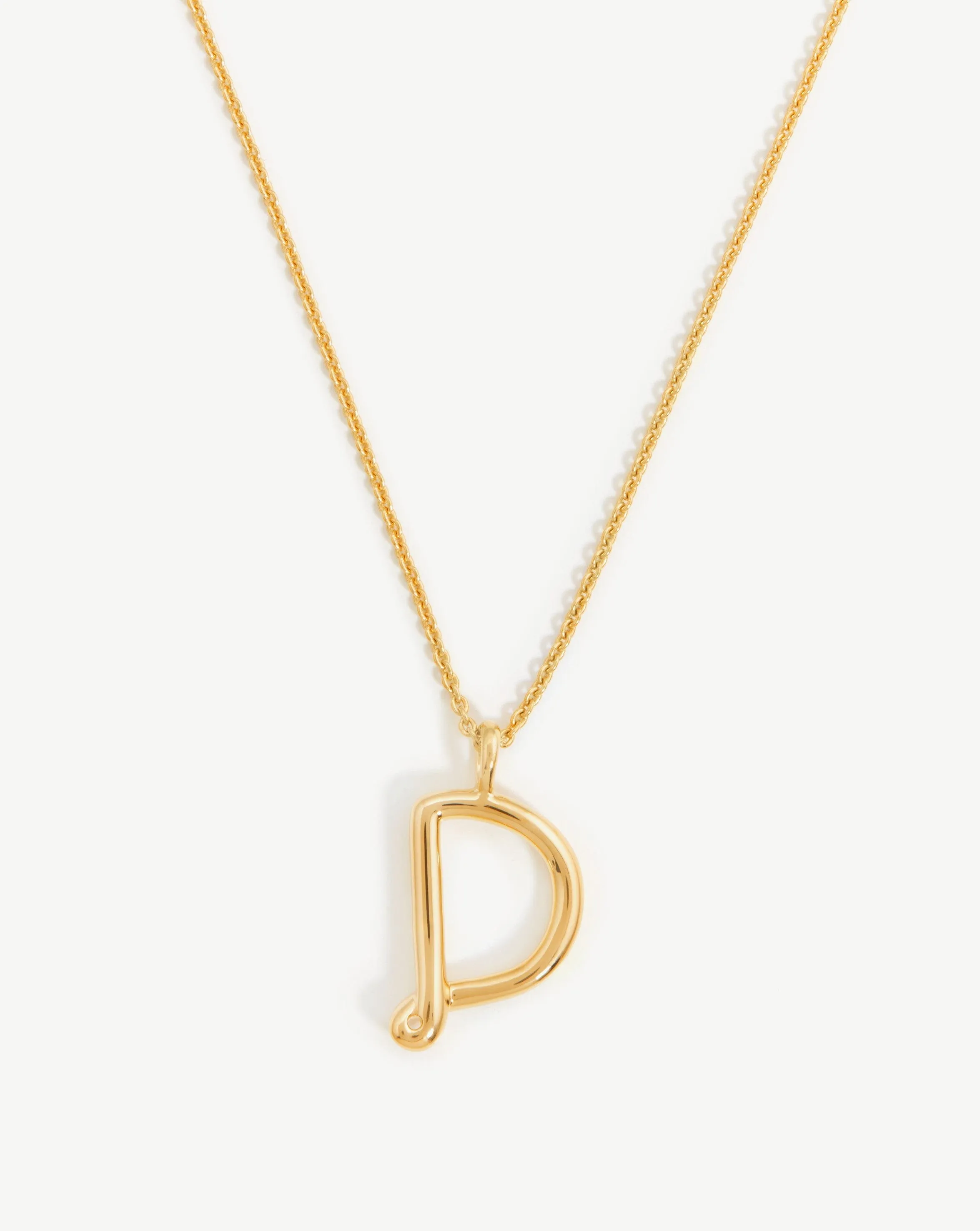 Curly Molten Initial Pendant Necklace - Initial D | 18ct Gold Plated Vermeil