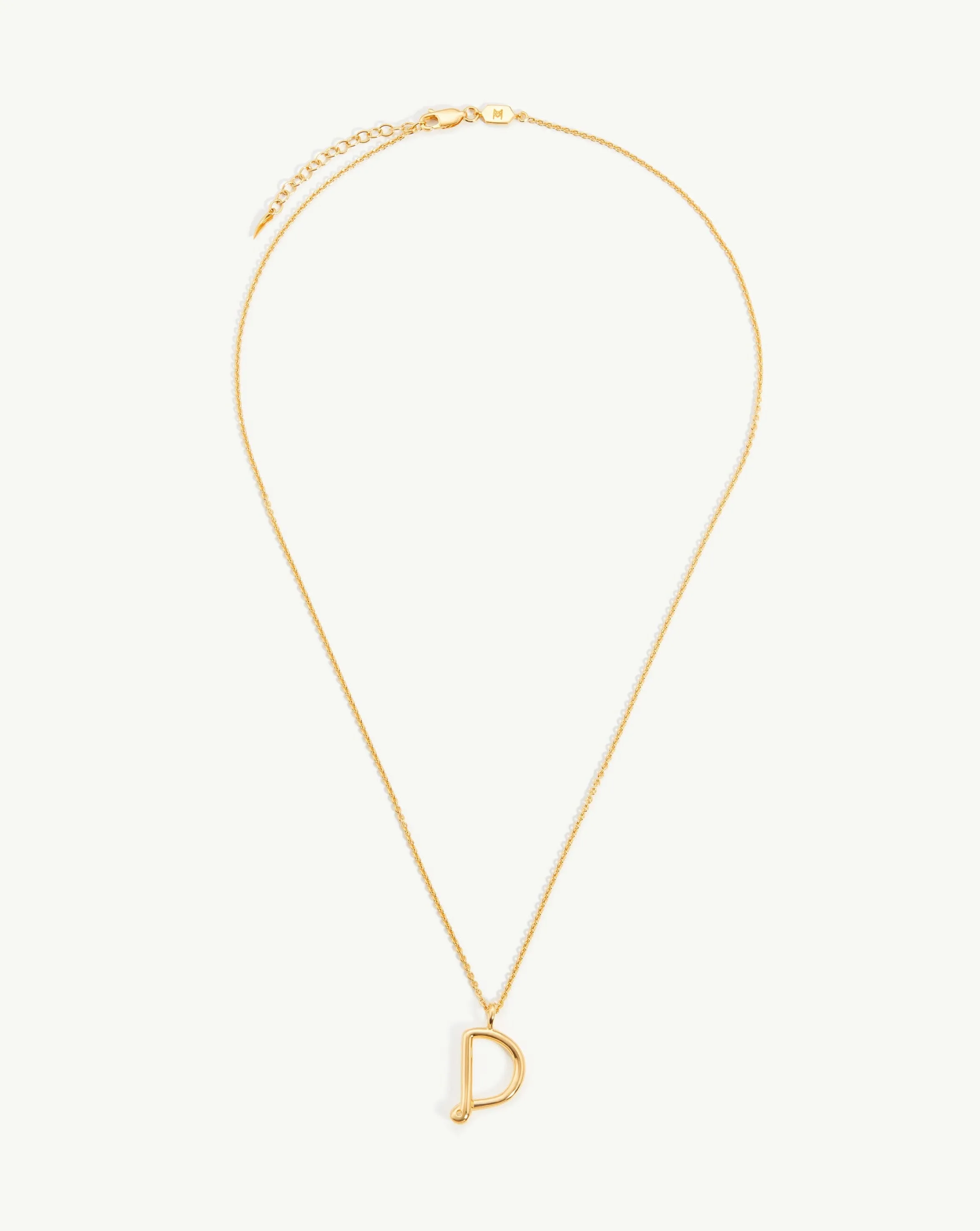 Curly Molten Initial Pendant Necklace - Initial D | 18ct Gold Plated Vermeil