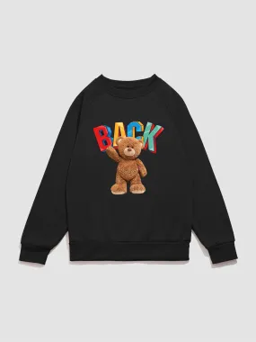 Cute Bear Print Raglan Sleeve Sweatshirt