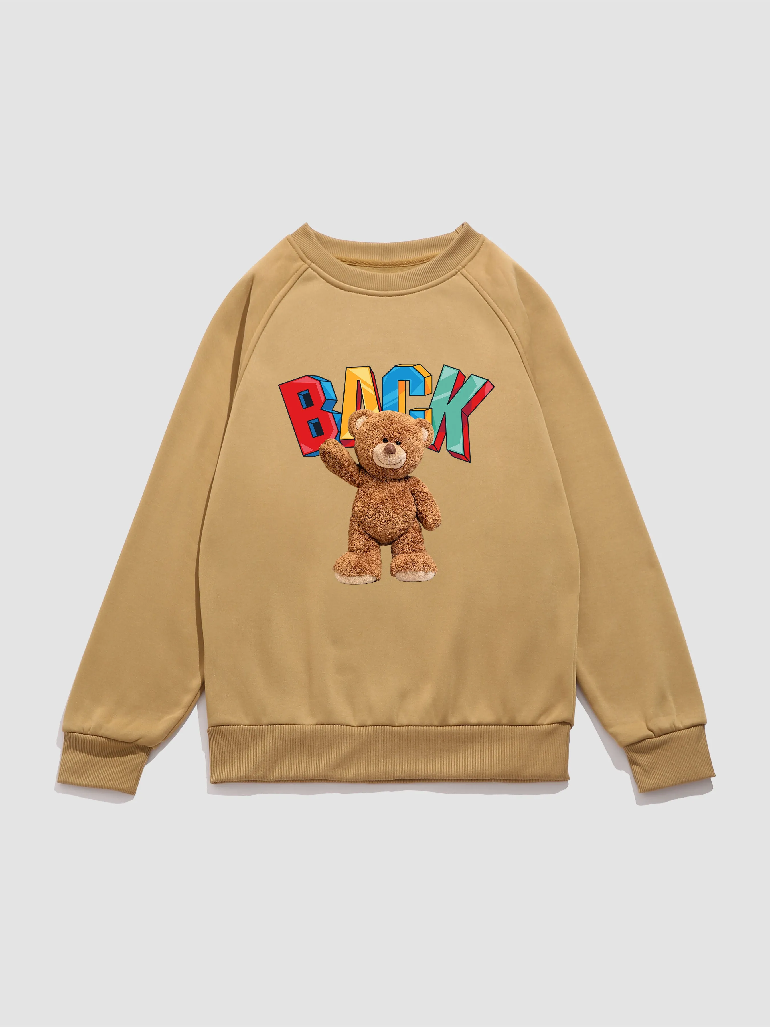 Cute Bear Print Raglan Sleeve Sweatshirt