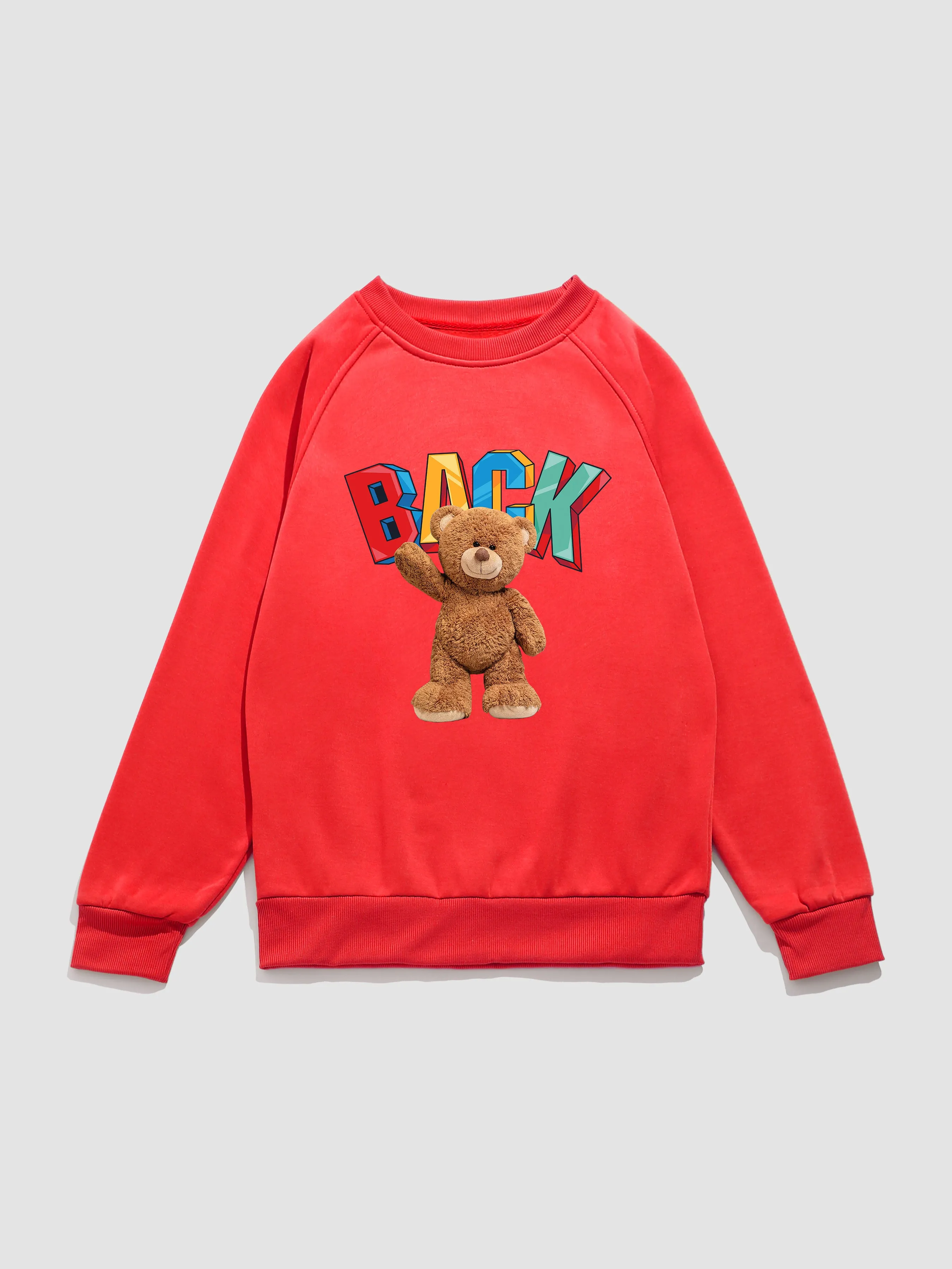 Cute Bear Print Raglan Sleeve Sweatshirt