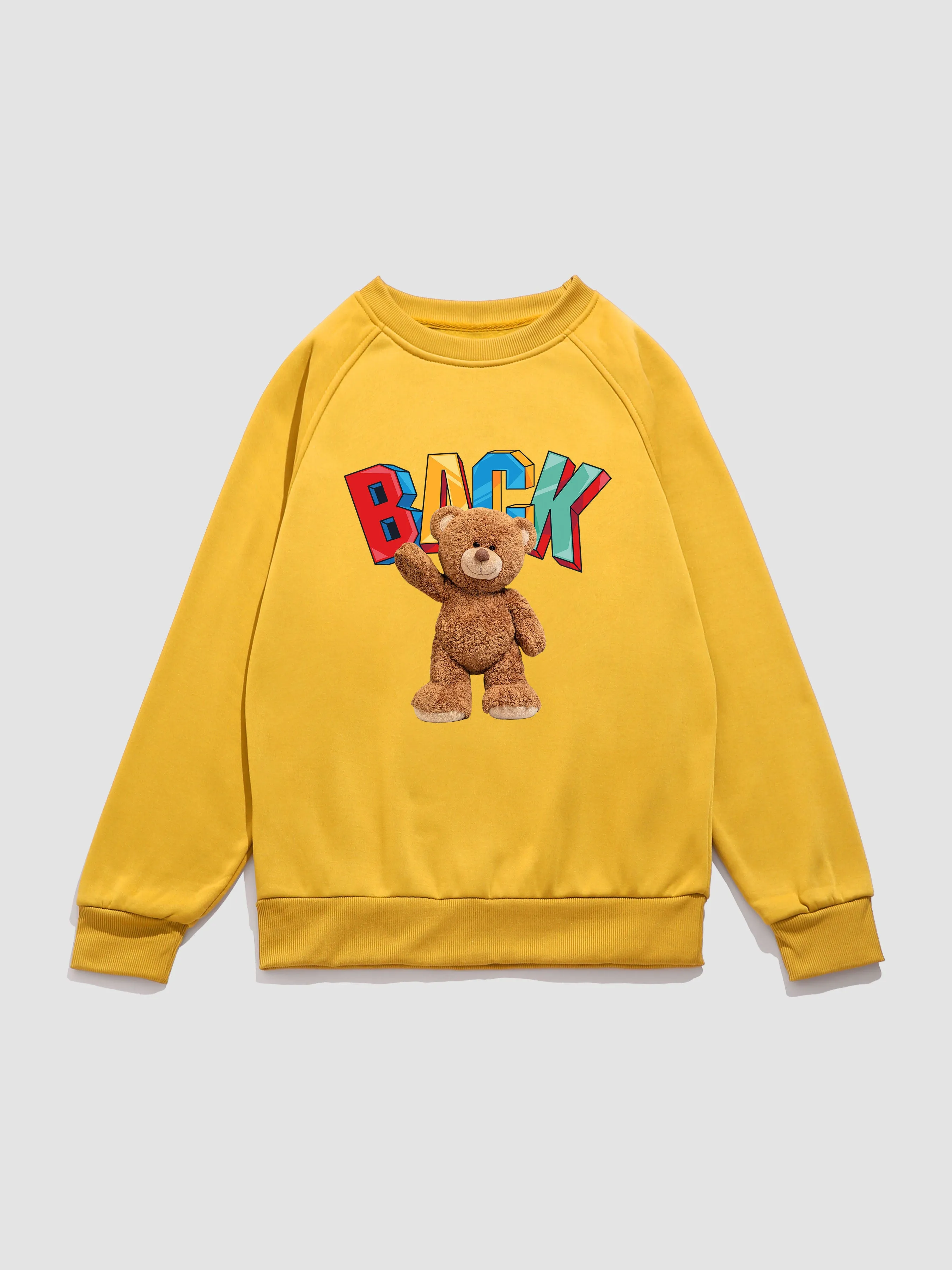 Cute Bear Print Raglan Sleeve Sweatshirt