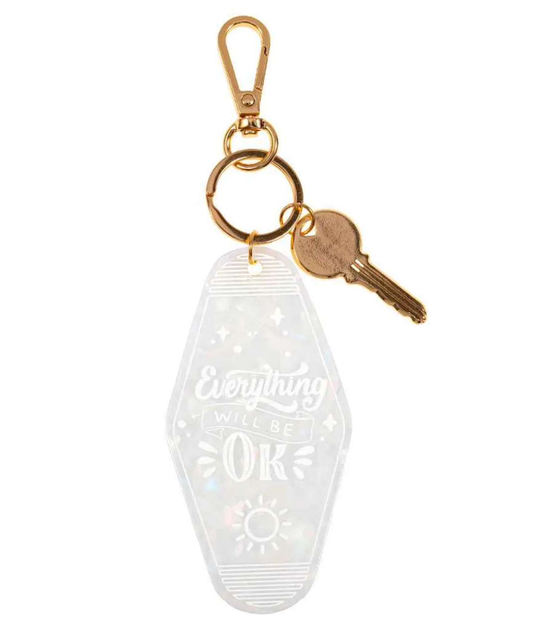 'Everything Will Be Okay' Retro Motel Keychain - White