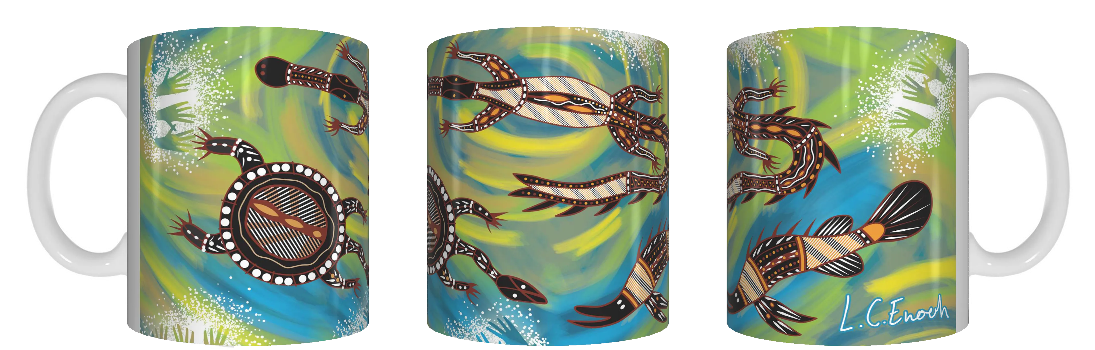 Freshwater Totems - Aboriginal Design Ceramic Mug in Gift Box