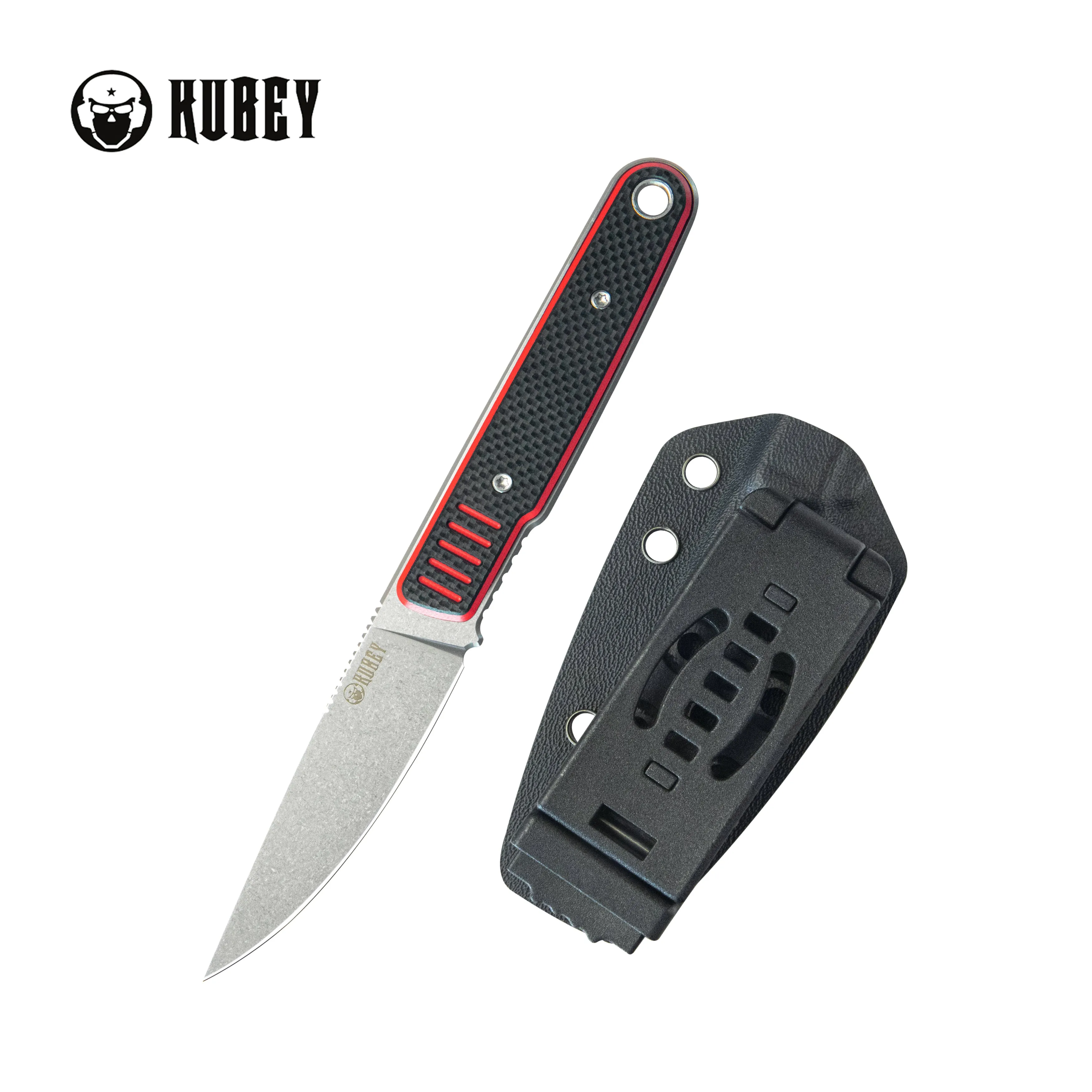 JL Drop Point Fixie Every Day Carry Fixed Blade Knife Red Black G-10 3.11'' Drop Point Beadblast 14C28N KU356D