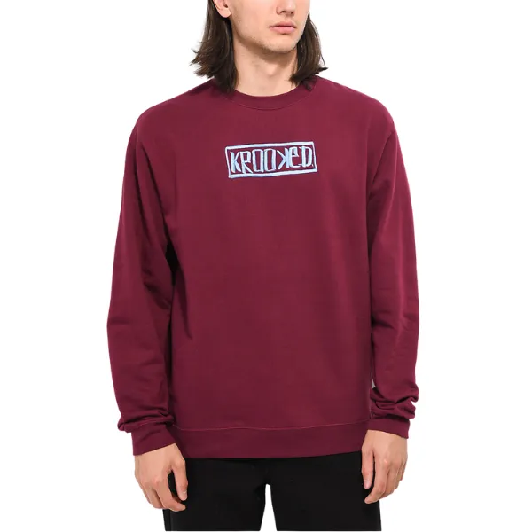 Krooked Box Crew Sweatshirt - Maroon/Blue